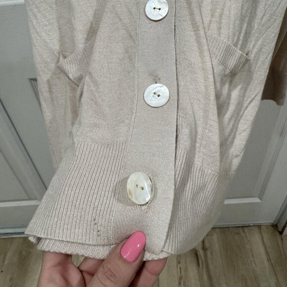 Women’s SEATON cardigan Seashell Size 1(small) Pink/tan Cashmere Bamboo Vintage - Picture 3 of 9